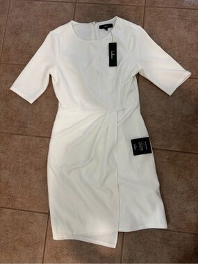 Lulu's Cream Short Sleeve Sheath Dress